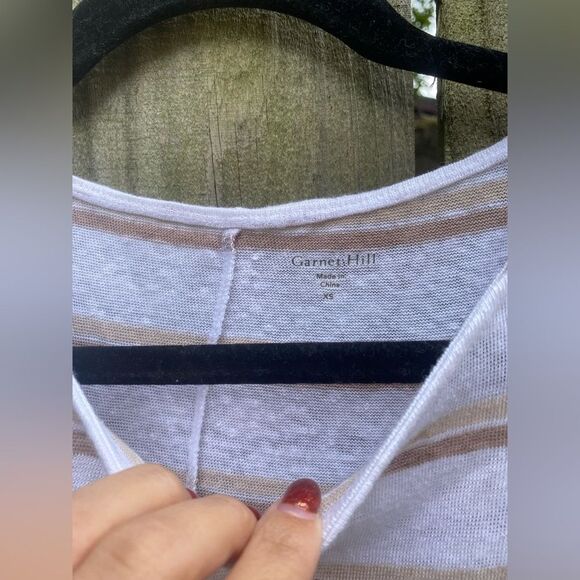 Garnet Hill Relaxed Organic Linen Striped Dress XS - Picture 6 of 9